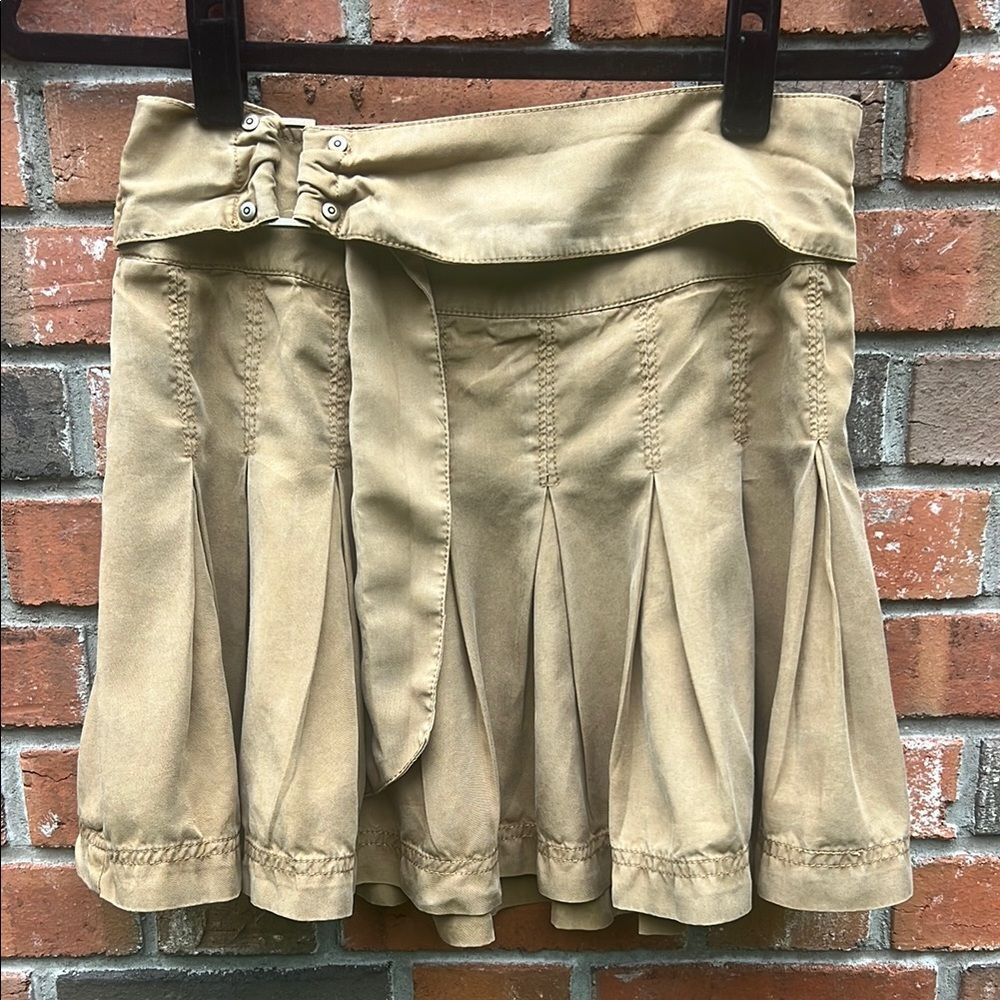 Free People Tan Belted Waist Pleated Skirt Size 0